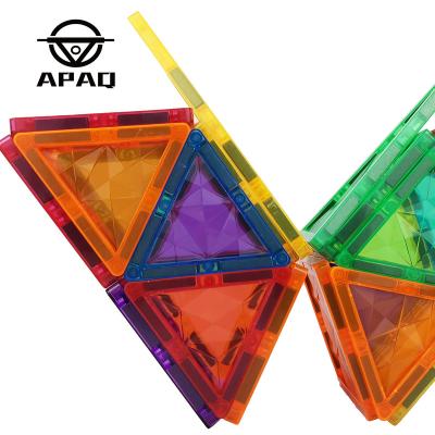 China APAQ 100pcs Children Magnet Building Blocks Plastic Toys Set Educational Magnetic 3D Tiles for sale