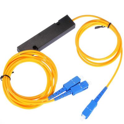 China FTTH 1X2 SC/APC ABS Box PLC Splitter, 1M G657A1, OD: 2.0 mm or 3.0 mm 1x2 ABS Box for sale