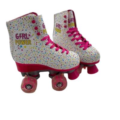 China 2020 Hot Sale Factory Sale High Quality Two-row Glitter Flashing Roller Quad Skates Unisex Skating Wheel S:28-32# M:33-37# L:38-42# for sale