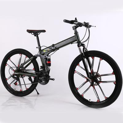 China LC-BMX013 Steel full suspension mountain bike folding bicycle 26 inch/21 speed aluminum folding bicycle for adult for sale