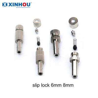 China Anti-Drip Quick Connect Smoothing Low Pressure Quick Glide Lock 6mm Fog Mist Brass Spray Nozzle 8mm for sale