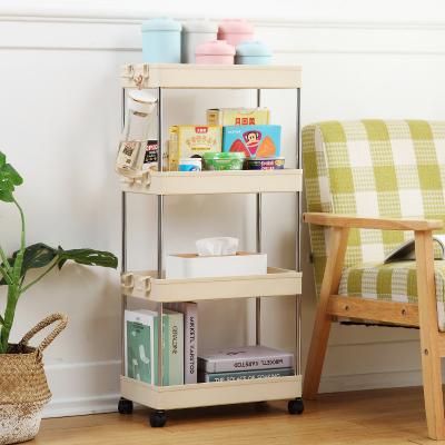 China Household Use Storage Rack Kitchen Bathroom Trolley Mobile Shelving Storage Rolling Trolley Multilayer Thin Storage Trolley for sale