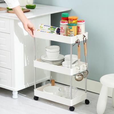 China Easy-gliding Universal Serving Wheel Trolley With Universal Serving Wheel Durable Narrow Utility Cart Household Use Steel Frame Storage Cart for sale