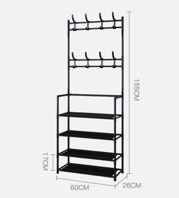 China Household Floor Standing Shoes Hat Rack Integrated Hanger Salon Clothes Rack Porch Storage Shoe Rack for sale