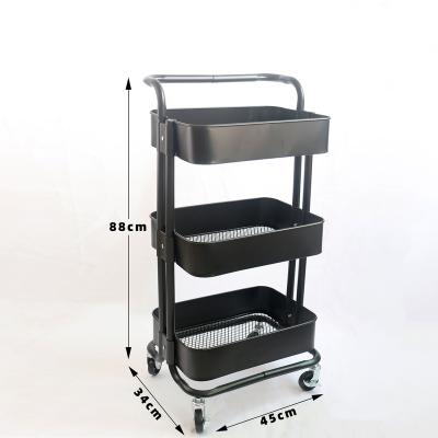 China High Quality Sustainable 3 Layer Kitchen Storage Rack Fruit And Vegetable Cart Trolley With Wheels for sale