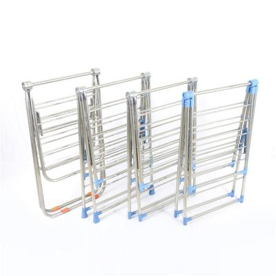 China Balcony thickening floor hanger viable dormitory storage lengthened stainless steel folding hanger for sale