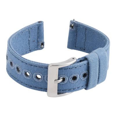 Cina Cinturino di orologio blu della tela del denim di SHX, cinturino quadrato del rilascio rapido dell'estremità 18mm in vendita