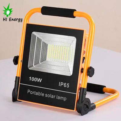 China Foldable Foldable U Shape Bracket Energy 100W Portable Solar Lamp Hi Led Flood Light With USB Charging Port for sale