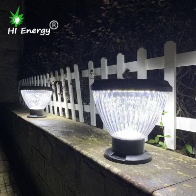 China HiEnergy IP65 Aluminum Waterproof Solar Lights For Fence Posts Garden New Outdoor Gate Lights Aluminum Pillar Pillar Lights Main Gate for sale