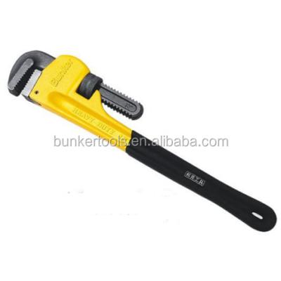 China Carbon Steel American Style Heavy Duty Pipe Wrench With Plunging Plastic Handle for sale