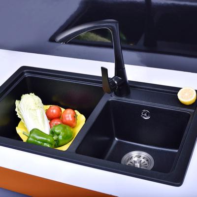 China Without Faucet JM201 Double Bowl Quartz Stone Kitchen Sink for sale