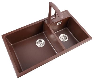 China Without Best Faucet JM205 Granite Kitchen Sinks With Double Bowl for sale