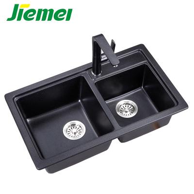 China Without faucet under mount kitchen sink made of granite stone for sale