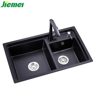 China Without Faucet Granite Compound Kitchen Quartz Sink With Drain Panel for sale