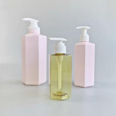 China 150ml 300ml 500ml Pet Body Lotion Bottle Hexagon Shape Cosmetic Plastic Bottle With Lotion Pump for sale