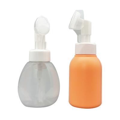 China 300ml Cosmetic Hand Wash Sanitizer Liquid Soap Dispenser Detergent Flower Foam Pump Bottles Cosmetic Designed Transparent Plastic Bottles Orange Color for sale