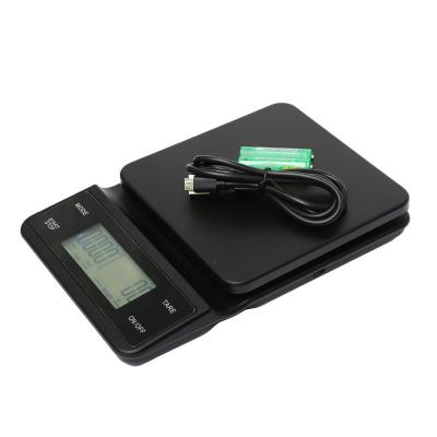 China With Atau 2xaaa Battery USB Rechargeable Battery 5kg/0.1gram Tray Smart Kitchen Scale 2U Coffee Timer Scale With Tray Rectangle Scale for sale