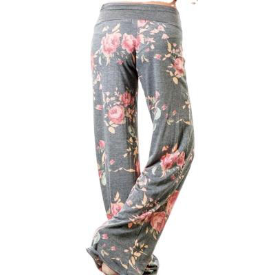 China Autumn 2021 anti-static plus women's wide leg pants Bohemia floral women's long pants pants and waist women's pants for sale