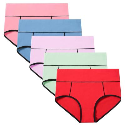 China Antibacterial Wholesale Cotton Underwear Soft Breathable High Waisted Panties Stretch Regular Women Plus Size Briefs for sale