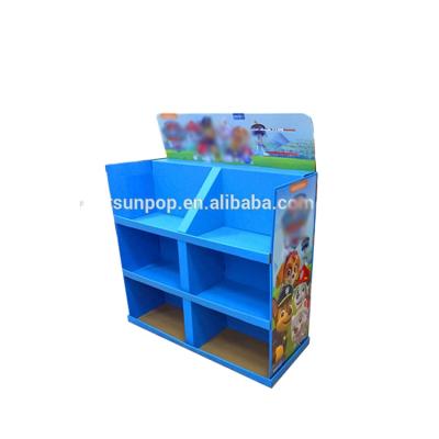 China Recyclable Chinese Custom Printing Paperboard Flexo Paper Shelf Plush Toy Dog Display Rack Corrugated Perfume Display Stand for sale