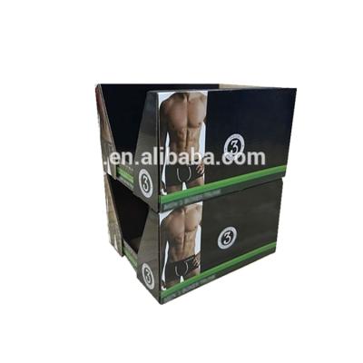 China Walmart.GMI.BSCI.target.Low's.ISO9001.Kmart.Sedex.FSC Man's Underwear Display Rack Stackable Promotional Pop Corrugated Cardboard Counter PDQ for sale