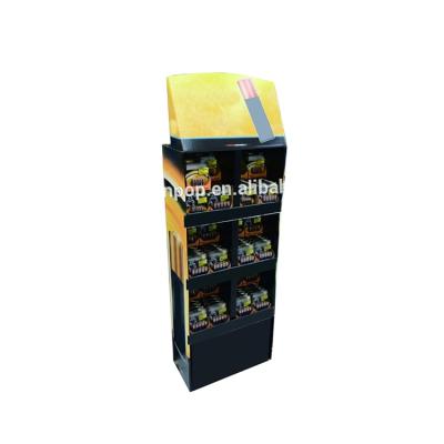 China Retail Advertising 6 Shelves Cardboard Recyclable Paper Display For Custom Battery Cardboard Paper Floor Display Stand Merry Christmas for sale