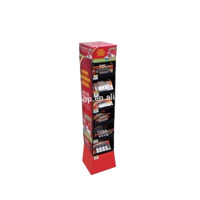 China 2021 Recyclable Paper Hot Sale Cardboard Battery Display Rack Market Rack And Promotion Paper Display Rack for sale