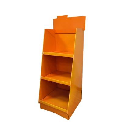 China Supermarket Cardboard Floor Shop Recyclable Paper Custom Display Rack for sale