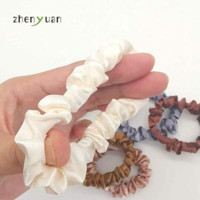 China New Design Fashion Kids Scrunchies 1cm Pure Silk Hair Scrunchies Hair Ponytail Ties Holder for sale