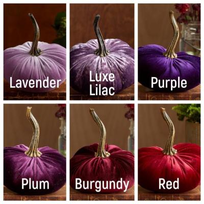 China Colorful Pumpkin Ornaments Halloween Polyester Wholesale Christmas Decor Party Velvet Pumpkins Home Decoration for sale