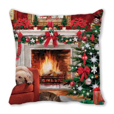 China Hot Sale Christmas Santa Claus Cushion Anti-static Canvas Cover Manufacturers Decorative Home Pillow Covers for sale