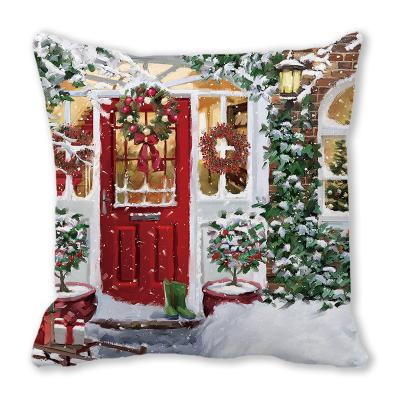 China Anti-Static Pillow Case Bedroom Sofa Cushion Cover Merry Christmas Christmas Pillow Cover for sale