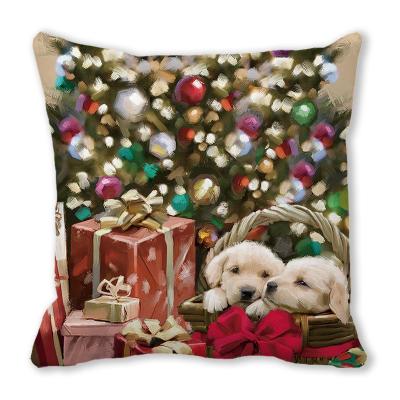 China New Arrival Santa Claus Printing Christmas Pillow Cover Anti-Static Pillow Case Canvas Cushion for sale