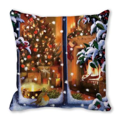 China 2021 Anti-Static Christmas Pillow Cover Rustic 18 x 18 Inch Winter Holiday Farmhouse Cushion Case for Sofa Couch for sale