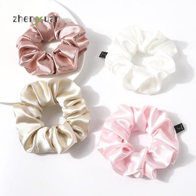 China Fashion custom scrunchies with logo silk with box scrunchie private label 19momme 3.5cm silk ties for sale