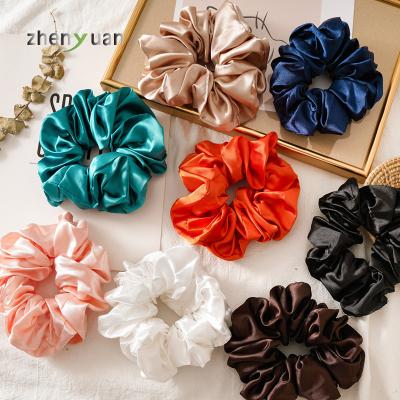 China 2021 new design fashion fashion scrunchy hot sale 100% silk mulberry elastic hair scrunchy hair plug 3.5cm scrunchy for sale