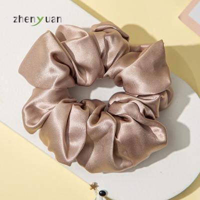 China Fashion Elegant Solid Color Big Breathable Smooth 100% Giant Mulberry Silk Hair Scrunchies for sale