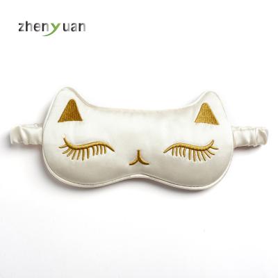 China New Logo 19MM Lightweight Double Side Custom Silk Cover Cat Ear Elastic EyeMask Shading For Sleeping for sale