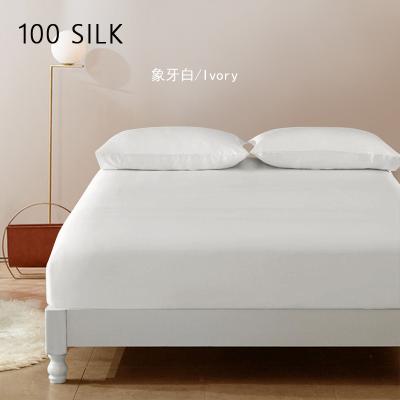 China Custom Size 100% Mulberry White Silk Disposable Fitted Sheet 19MM Sheer Bed Sheet for sale