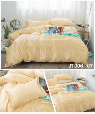 China Polyester Anti-static Lightweight Satin Twin Size King Queen Bedspread Set Hotel Home Silk Fitted Sheet for sale