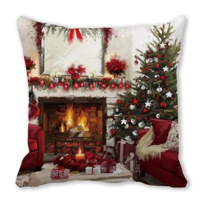 China Anti-Static Happy Christmas Design 3D Digital Printed Cushion Covers Pillow Covers for sale