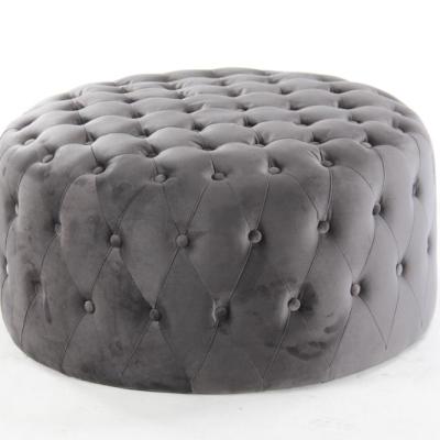 China stool home & Modern Velvet Round Gray Foot Rest Ottoman Storage Stool for sale