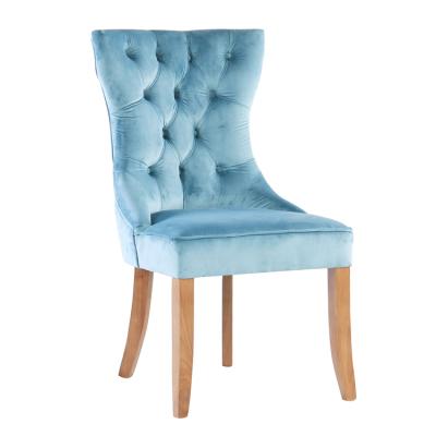 China Diner Teal Velvet Dining Chair Adorned By Chair With Button for sale