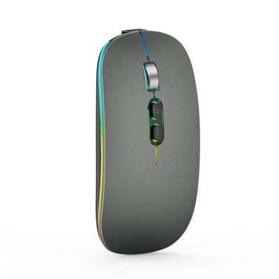 China Ultra-thin High-end Ultra-thin Wireless BT RGB Type C Double-pattern Optical Mouse 2.4Ghz Rechargeable Wireless Silent Mouse for sale