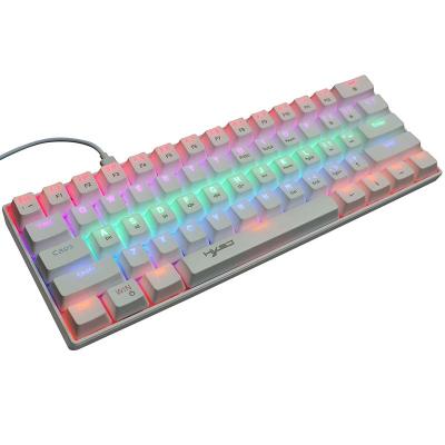 China Anti-ghosting Mini Wired Gamer Teclado White Backlit 61 Keys RGB Gaming Mechanical Keyboard for sale