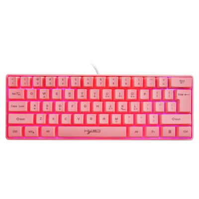 China Wholesale Anti-ghosting Pink Black MINI USB Membrane Wired 61 Key RGB Gaming Keyboard for sale