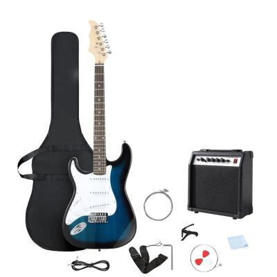 China 39 Inch Exquisite Electric Normal Beginners Left Hand Huasheng Musical Instrument Kit With 25 Watt Amplifier RIPE BLUE for sale