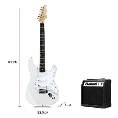 China Exquisite Electric Guitar 39 Inch Normal Beginner's Kit Huasheng Musical Instrument With Exquisite 25 Watt Amplifier WHITE Music Lovers for sale