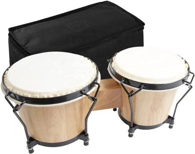 China Sheepskin Bongo 6 Inch X 7 Inch Hand Drum Kids Adults Set Leather Drumhead Adjustable Percussion Instruments for sale