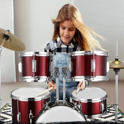 China 5 Pcs Drum Set Cheapest Drum Set Acoustic Percussion Instrument Drum Kits Sets For Kids for sale